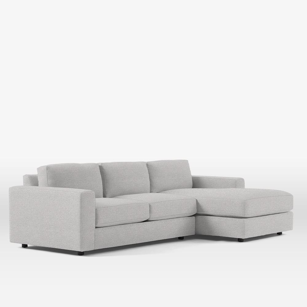 Urban 106" Right 2-Piece Chaise Sectional, Chenille Tweed, Frost Gray, Poly-Fill - Image 0