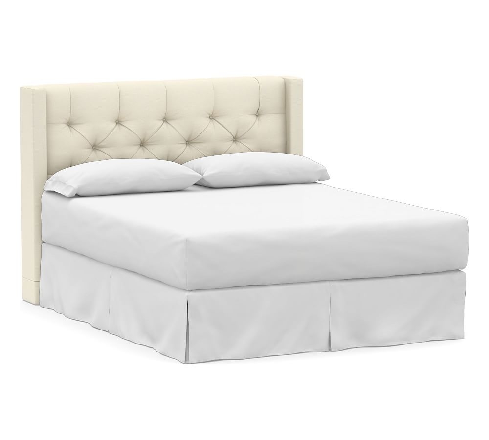 Harper Tufted Upholstered Low Headboard without Nailheads, Queen, Park Weave Ivory - Image 0