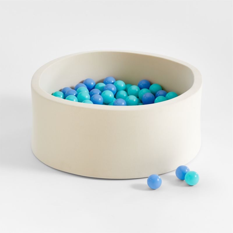Baby and Toddler Natural Pop-Up Ball Pit with Blue Mixed Balls - Image 1