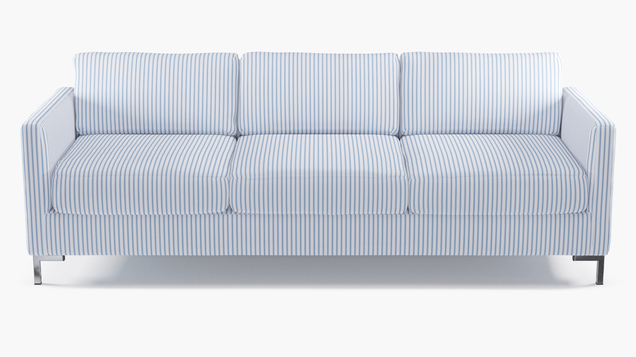Modern Sofa, Cornflower Classic Ticking Stripe, Chrome - Image 0