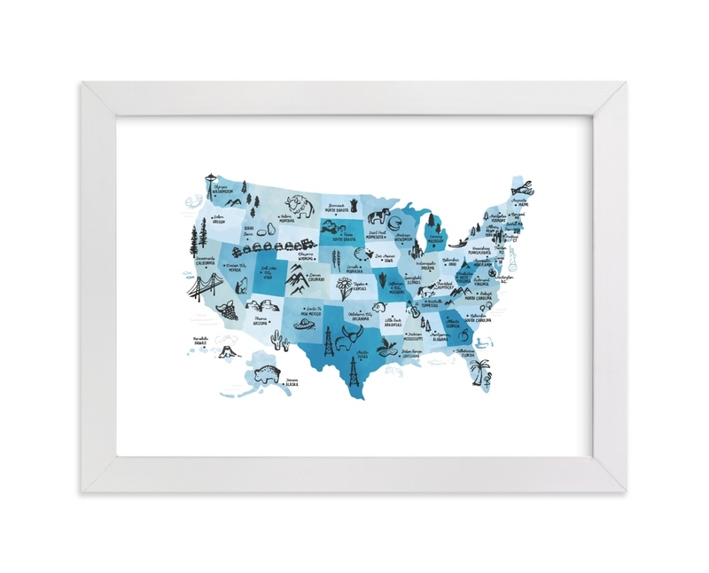 Retro United States Map Children's Art Print - Image 0