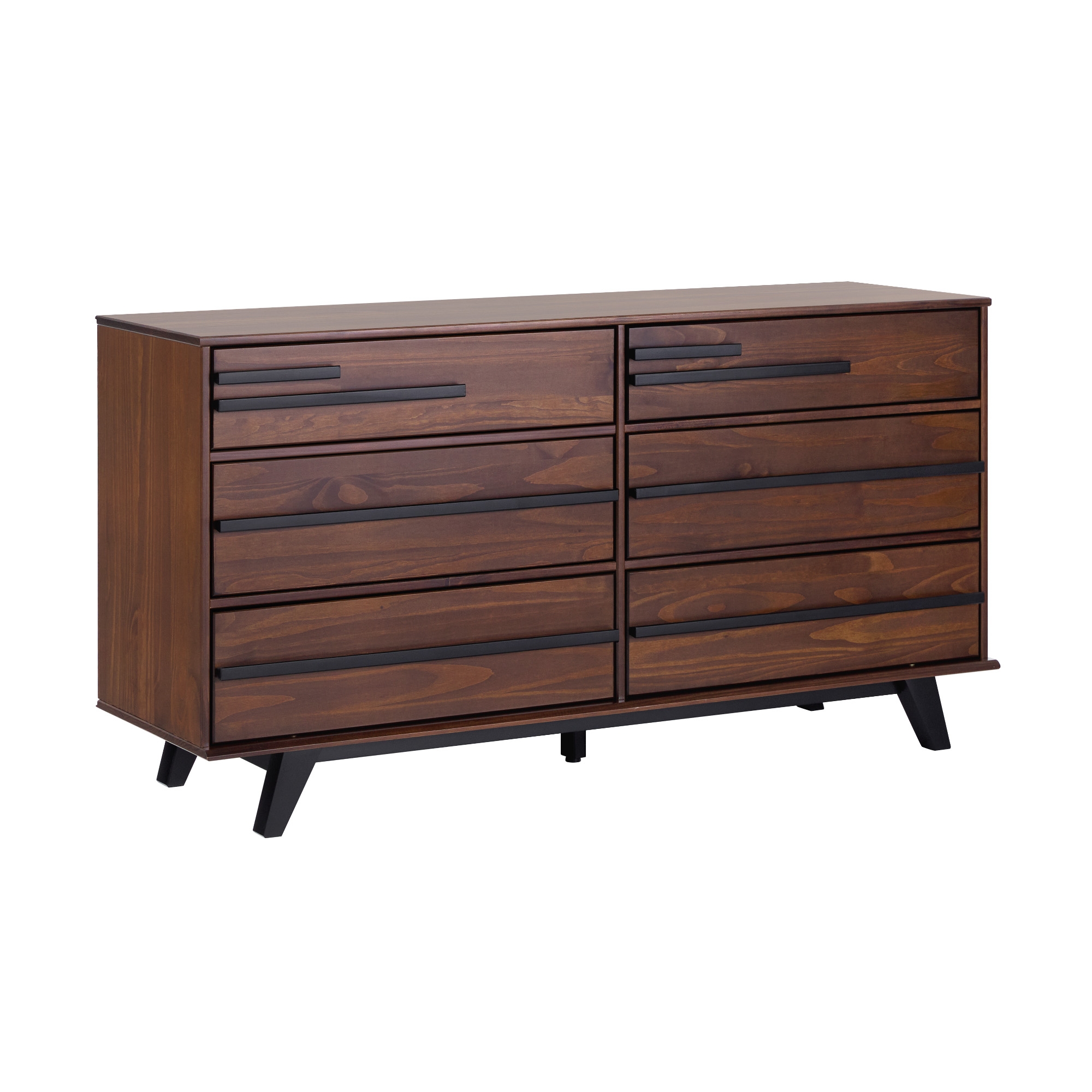 Modern Solid Wood Detailed 6-Drawer Dresser - Walnut - Image 0