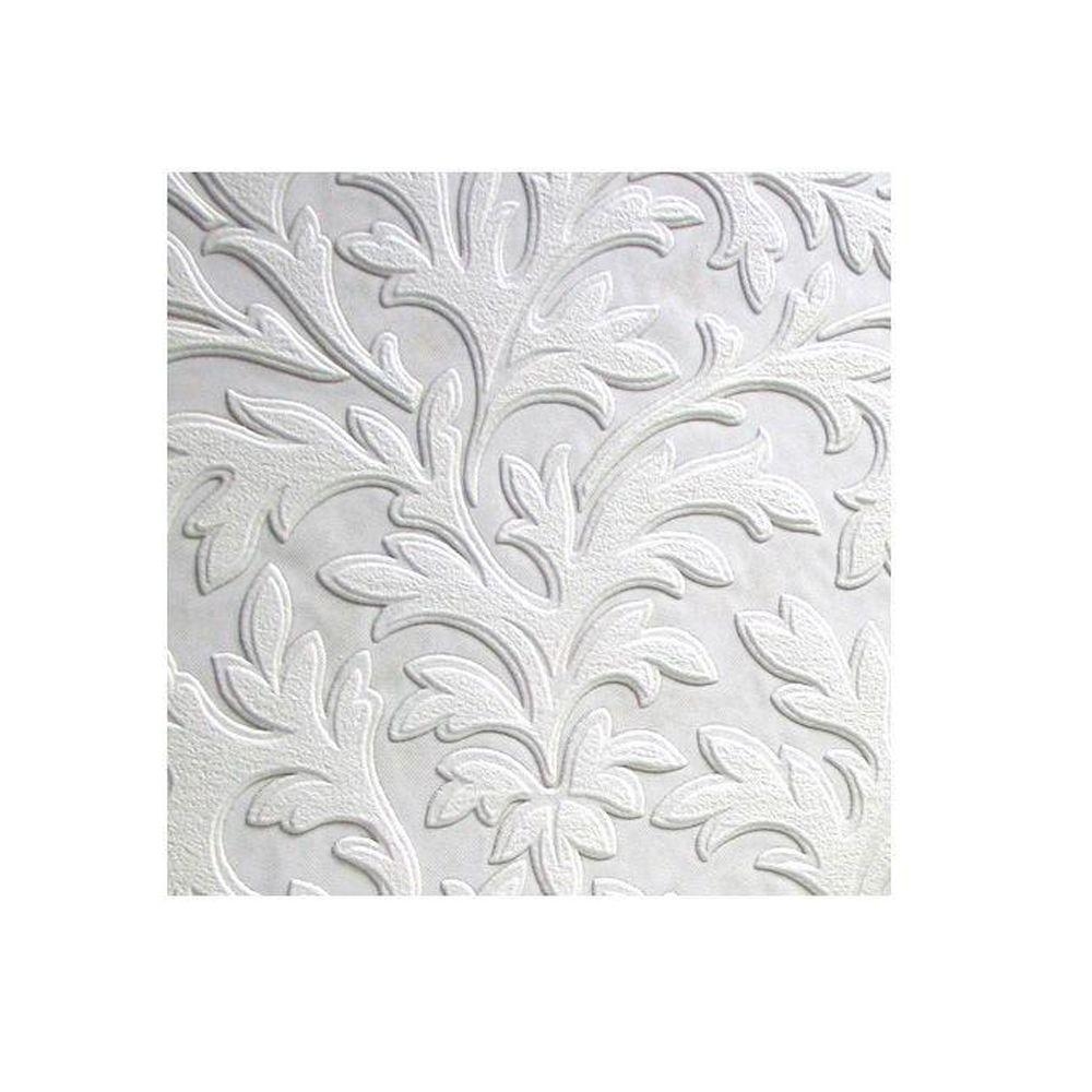 High Leaf Paintable Wallpaper, White - Image 0
