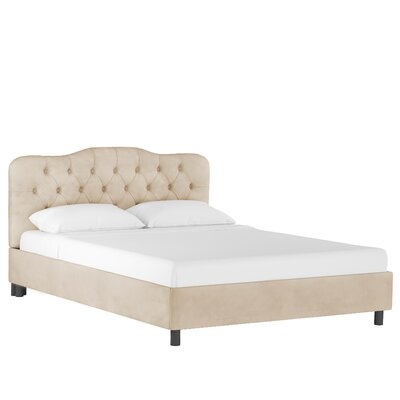 California King Velvet Pearl Noriko Upholstered Platform Bed - Image 0