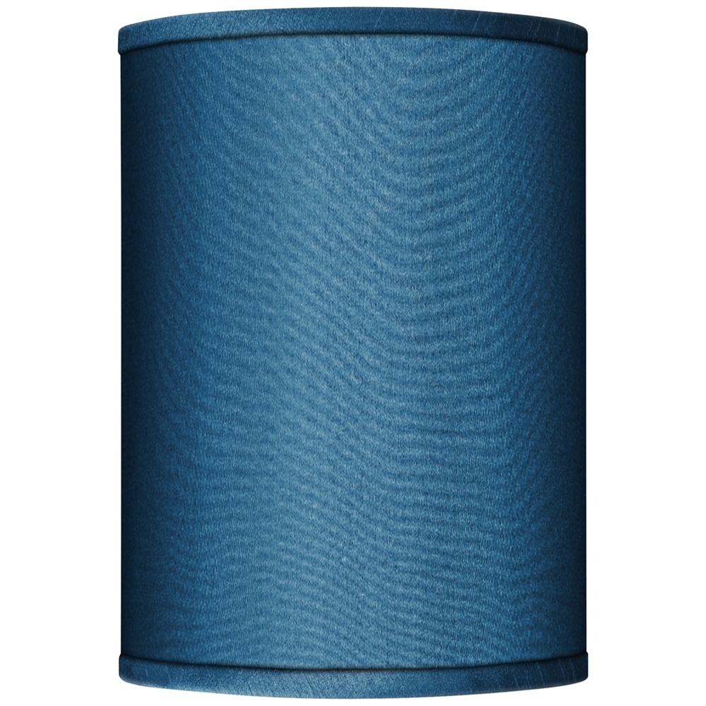 Possini Euro Blue Faux Silk Cylinder Lamp Shade 8x8x11 (Spider) - Image 0