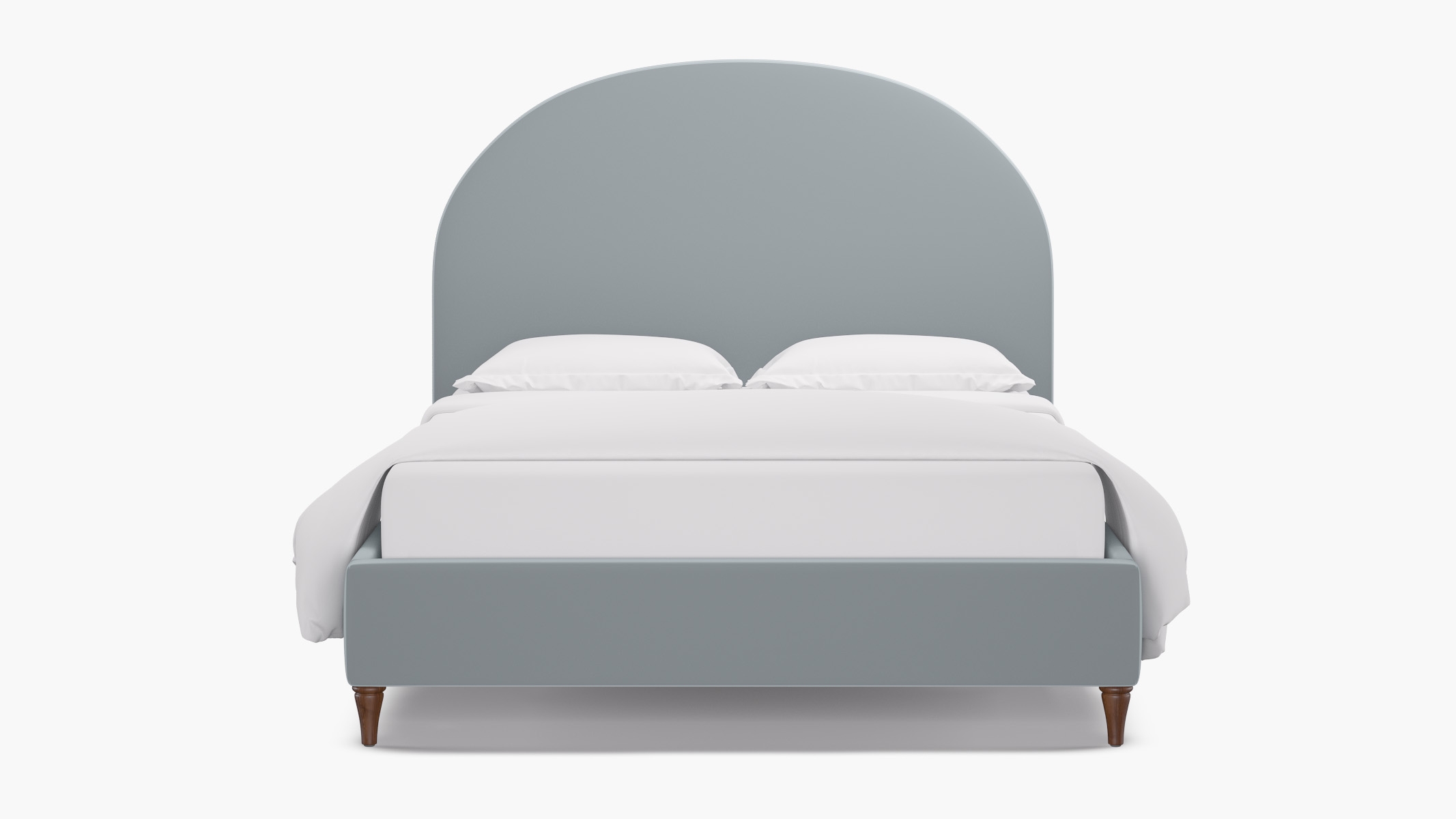 Demilune Bed, Sterling Performance Velvet, Walnut Decorative Tapered Leg, Twin - Image 0