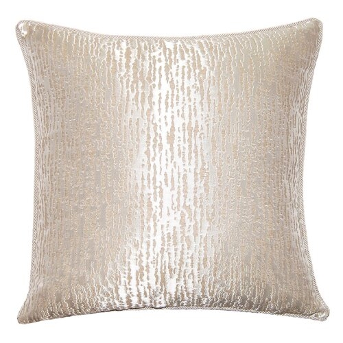 Square Feathers Platinum Abstract Pillow Cover & Insert - Image 0
