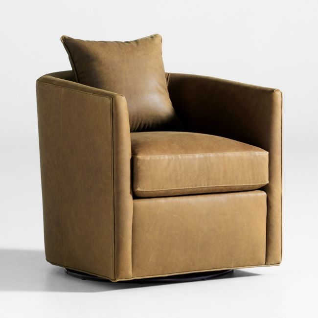 Drew Small Leather Swivel Accent Chair - Image 0
