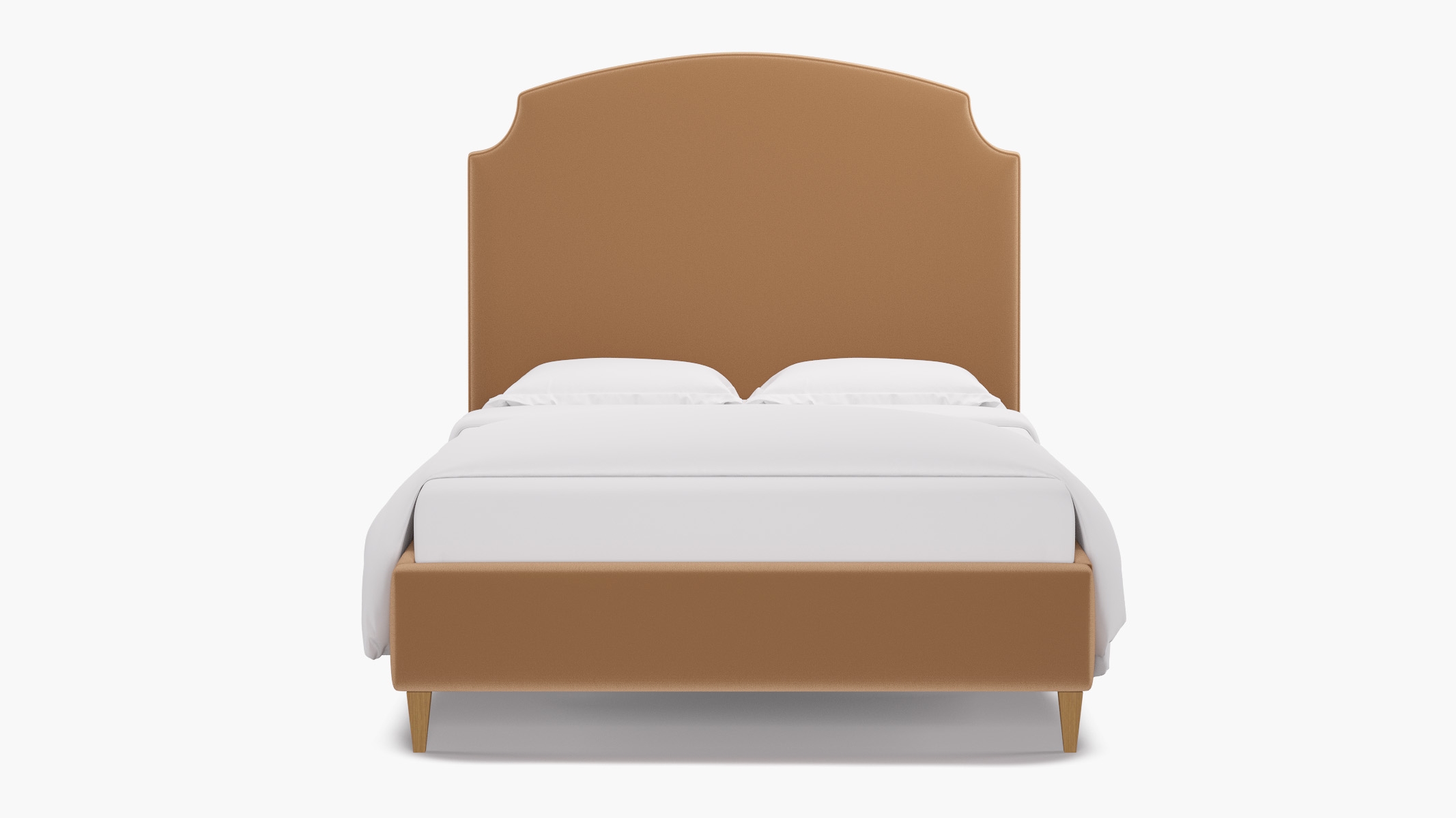 Cove Bed, Camel Performance Plush Velvet, Natural Square Tapered Leg, Full - Image 0