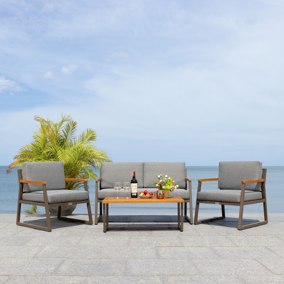 Randolph 4 Pc Living Set - Grey/Grey - Safavieh - Image 5