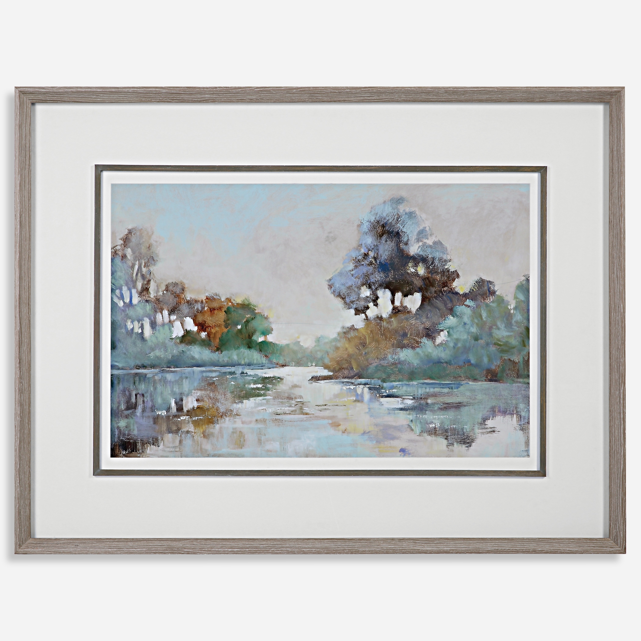 Morning Lake Watercolor Framed Print - Image 0