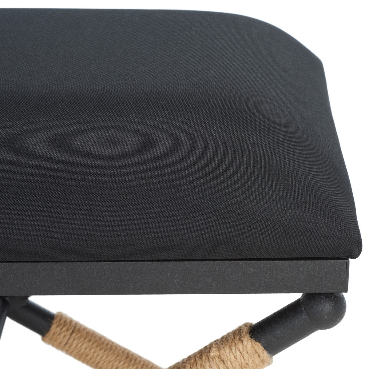 Carmelo Hemp Wrapped Ottoman - Black/Black - Image 2