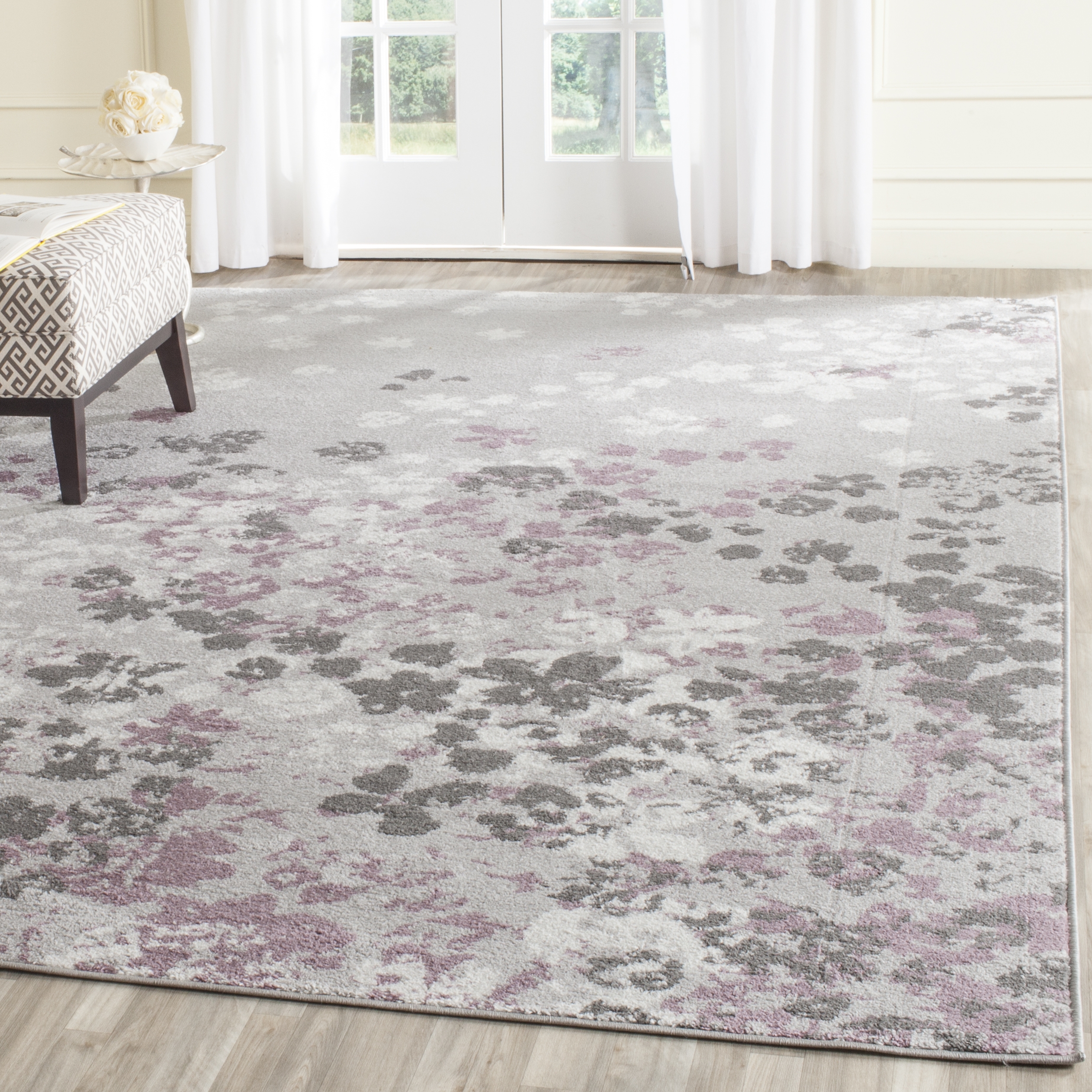 Arlo Home Woven Area Rug, ADR115M, Light Grey/Purple,  8' X 10' - Image 1