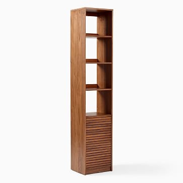 Bryce 17 Inch Narrow Open and Closed Shelving, Cool Walnut - Image 1