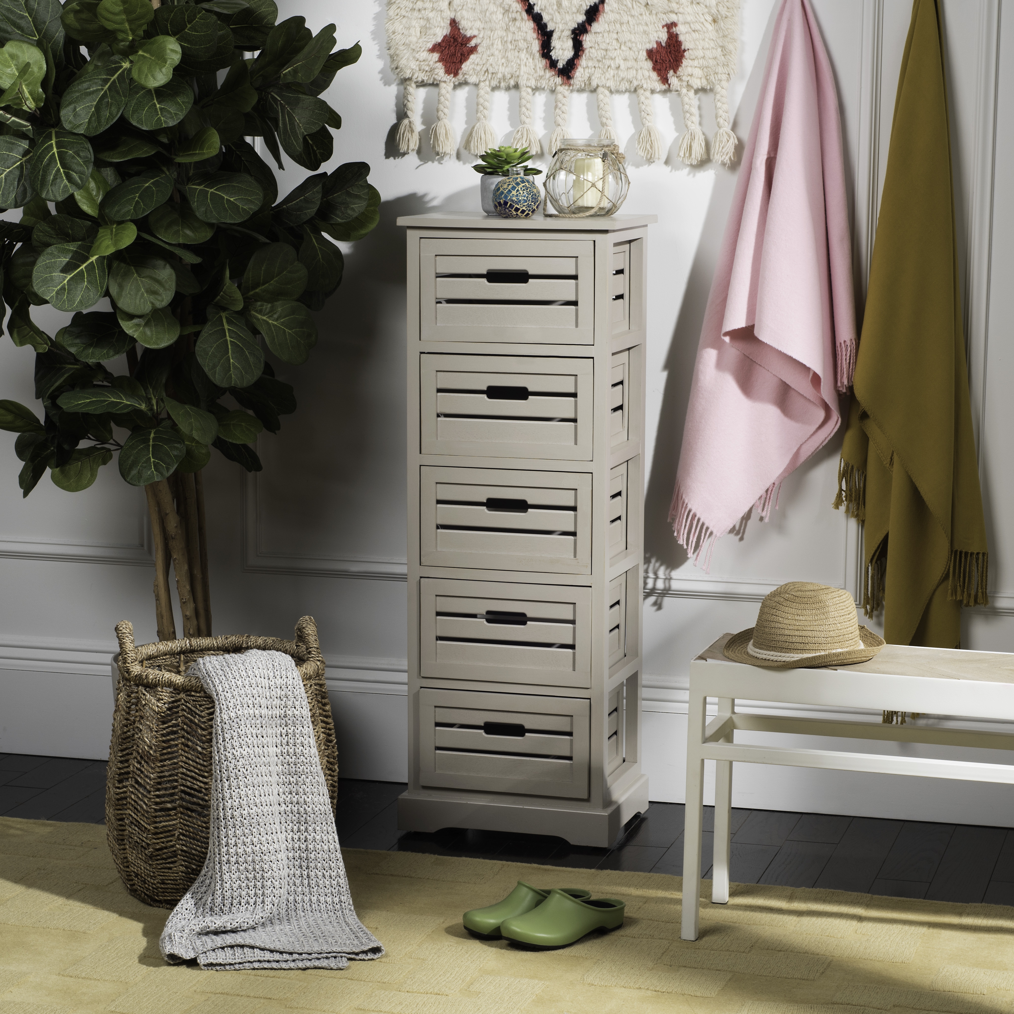 Sarina 5 Drawer Cabinet - Distressed Cream - Safavieh - Image 8