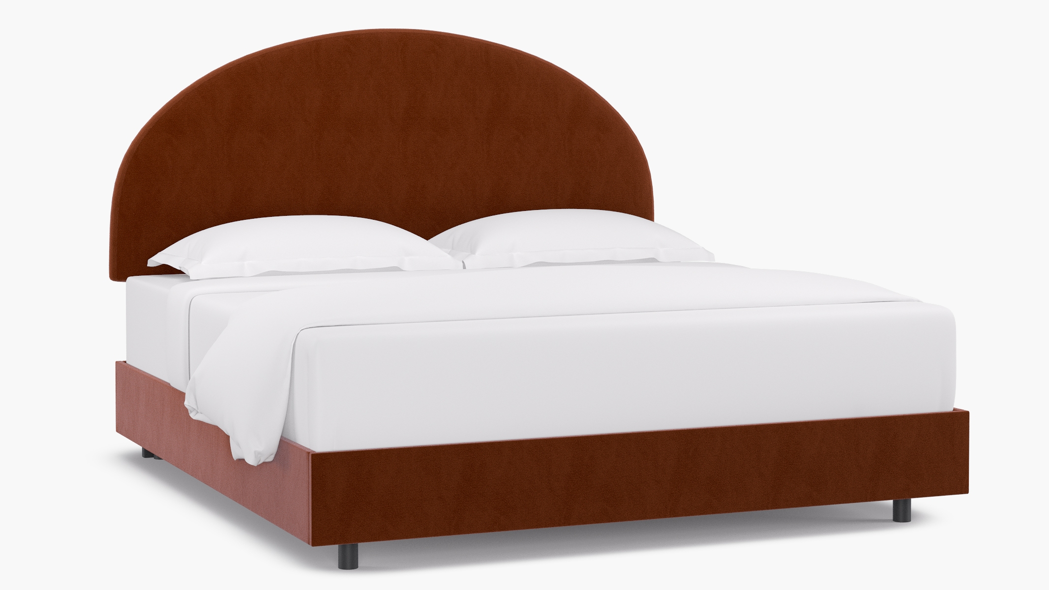 Arched Back Bed, Rust Classic Velvet, King - Image 1