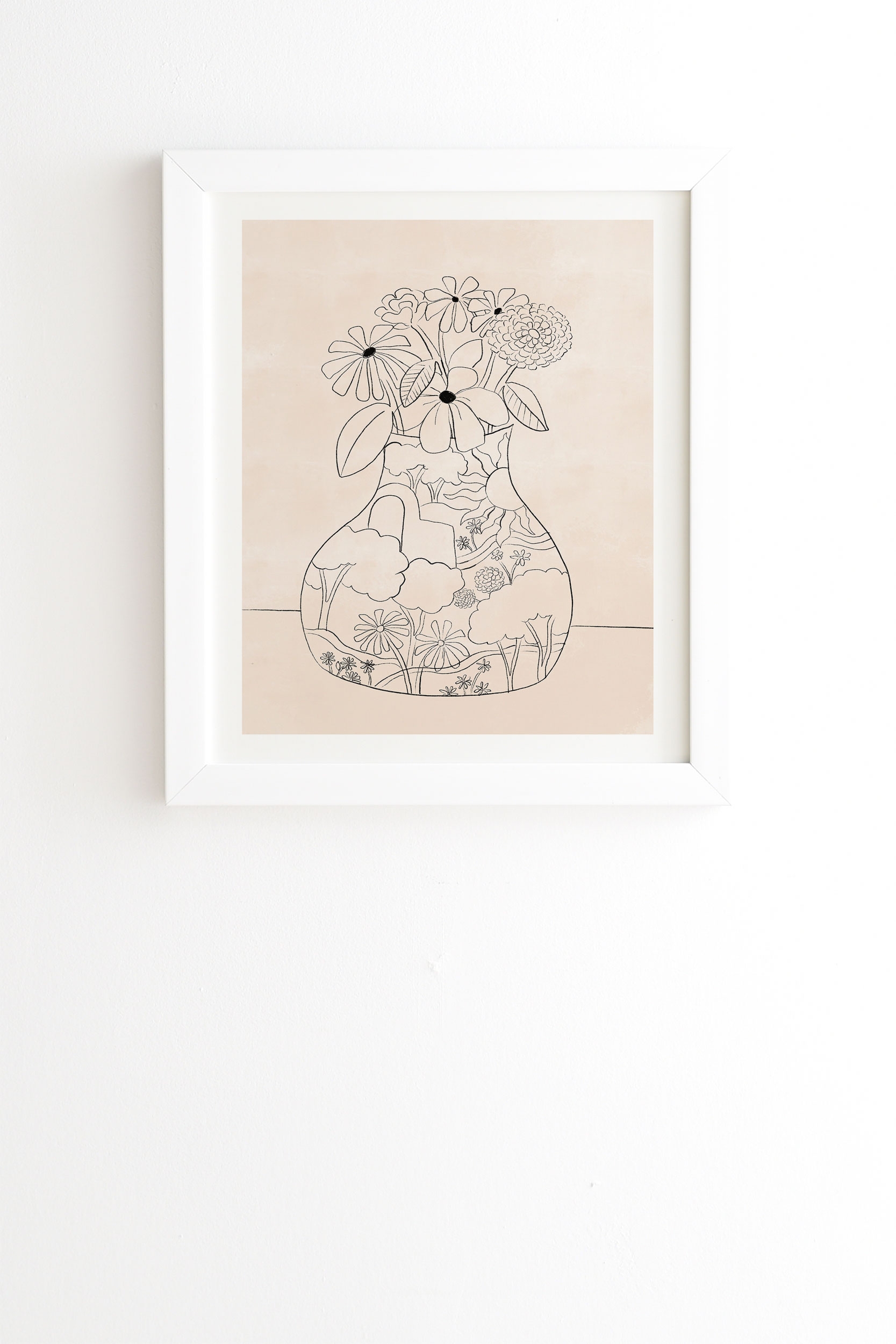 Flower Vase by Alja Horvat - Framed Wall Art Basic White 11" x 13" - Image 0