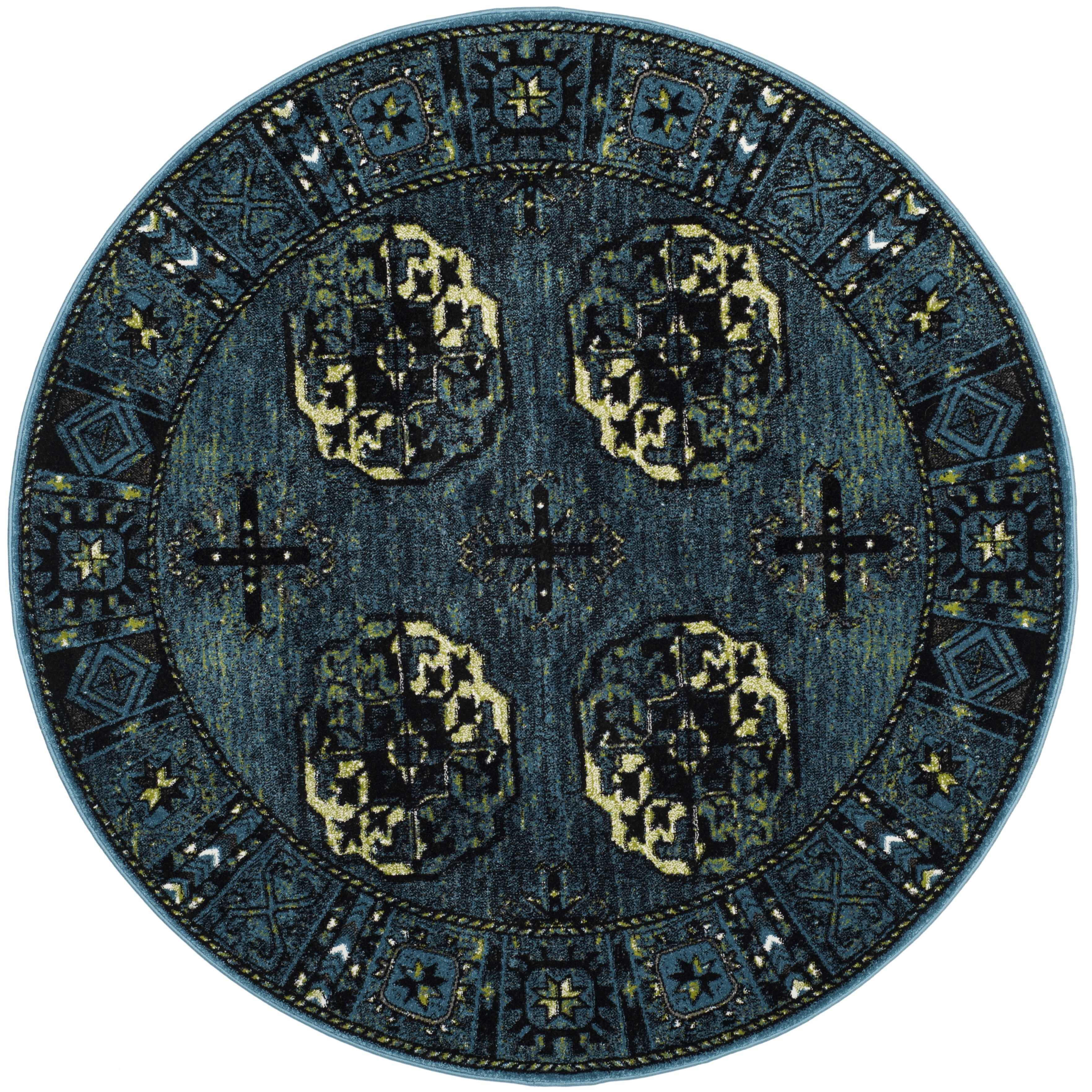 Arlo Home Woven Area Rug, VTH212D, Blue/Multi,  6' 7" X 6' 7" Round - Image 0