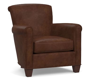 Irving Roll Arm Leather Armchair, Polyester Wrapped Cushions, Vegan Java - Image 0