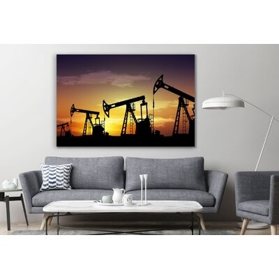 Offshore Drilling, Oil Rig, Oil Platform Modern Times Sunset Canvas Art Image Print Wall Art Painting Art Decor Wall - Image 0