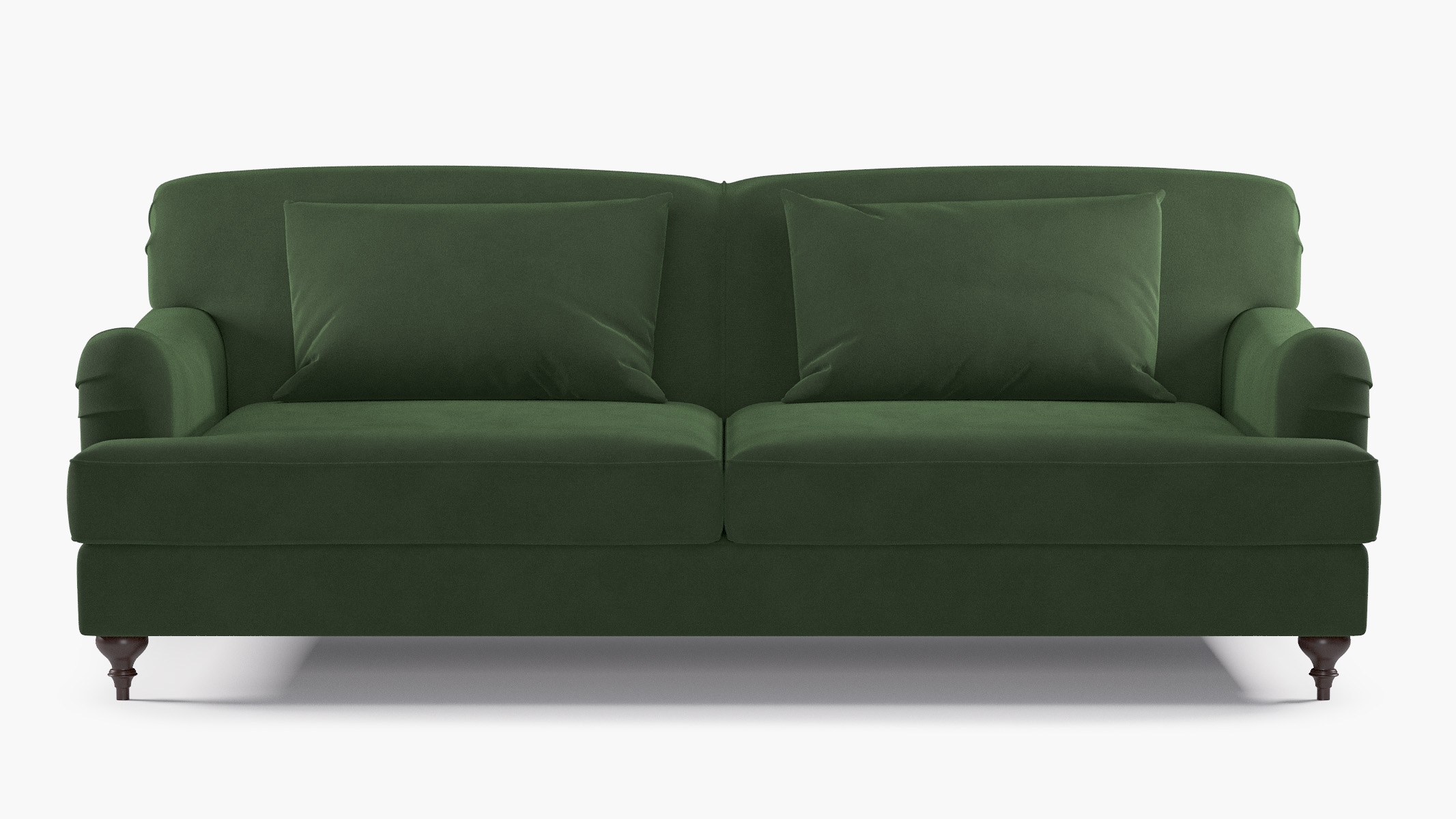 English Roll Arm Sofa, Emerald Luxe Velvet, Walnut - Image 0