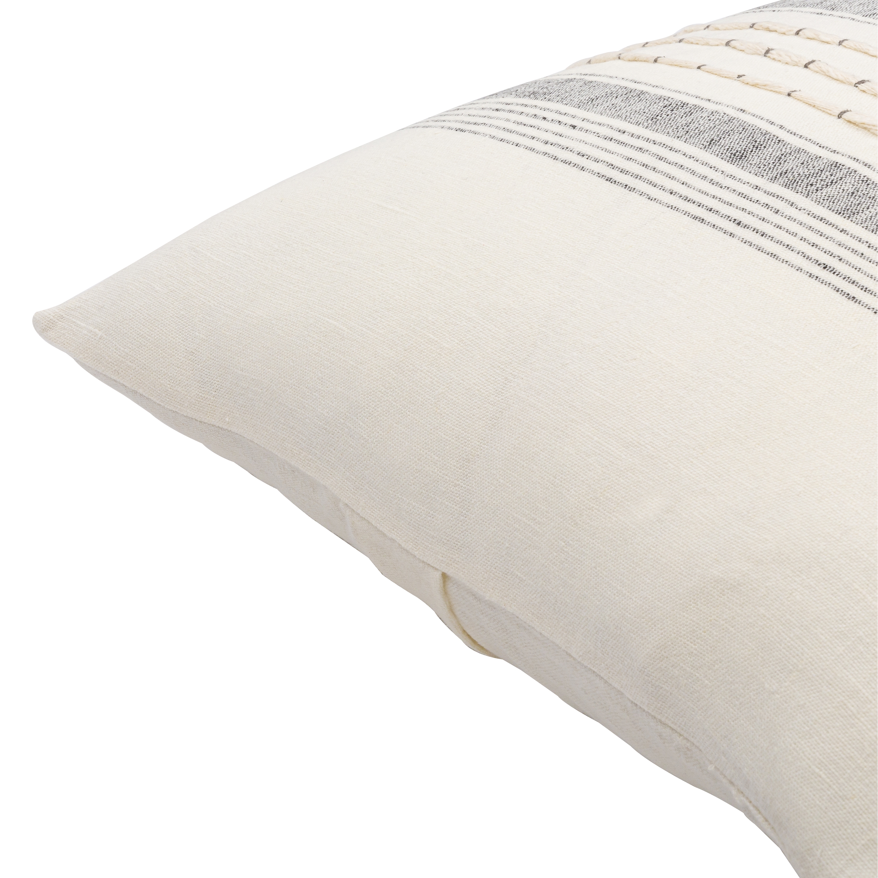 Linen Stripe Embellished Throw Pillow, 18" x 18", with poly insert - Image 1