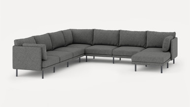 Field 7-Piece Sectional - Ivory - Performance Boucle / Black - Metal - Image 1