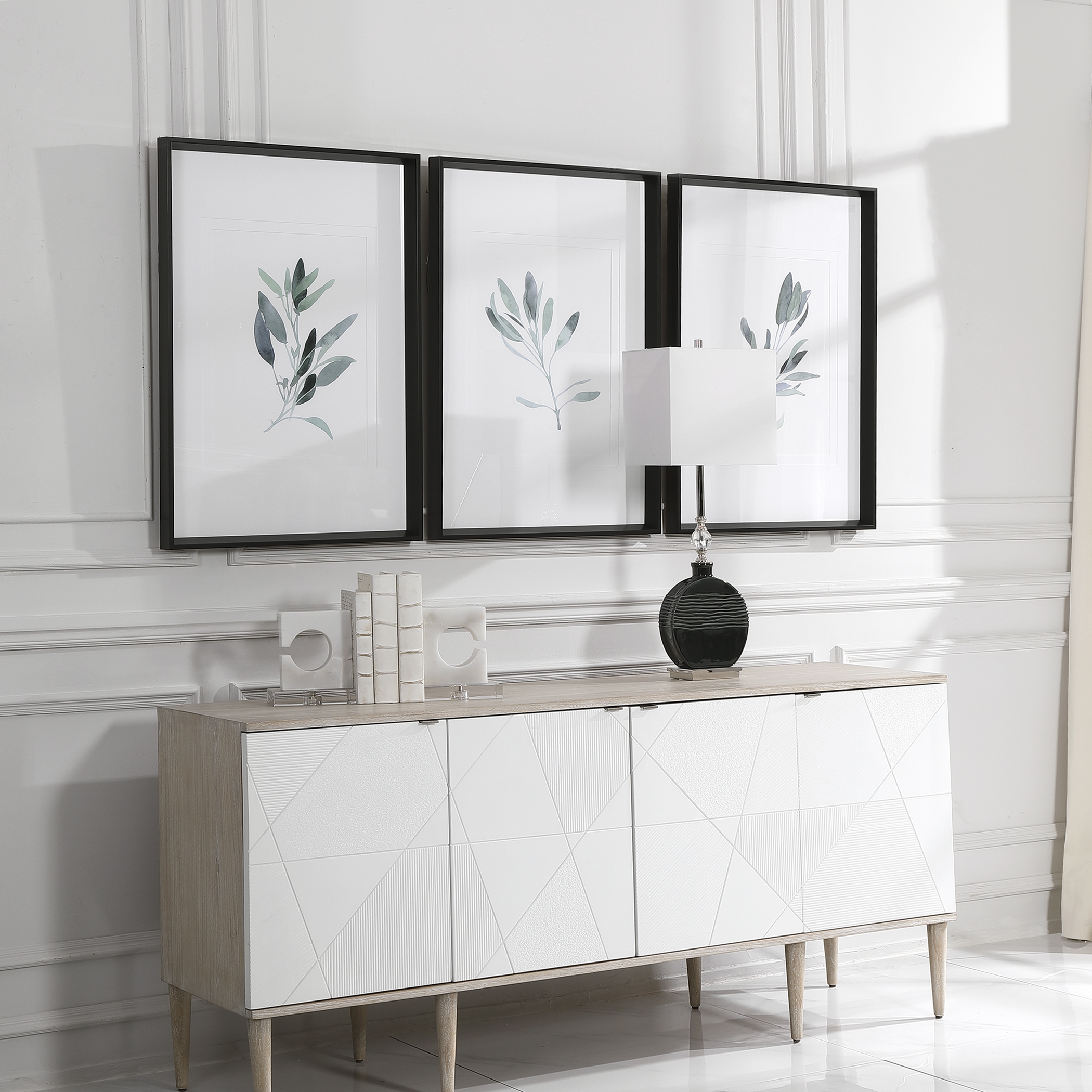Simple Sage Watercolor Prints, S/3 - Image 2