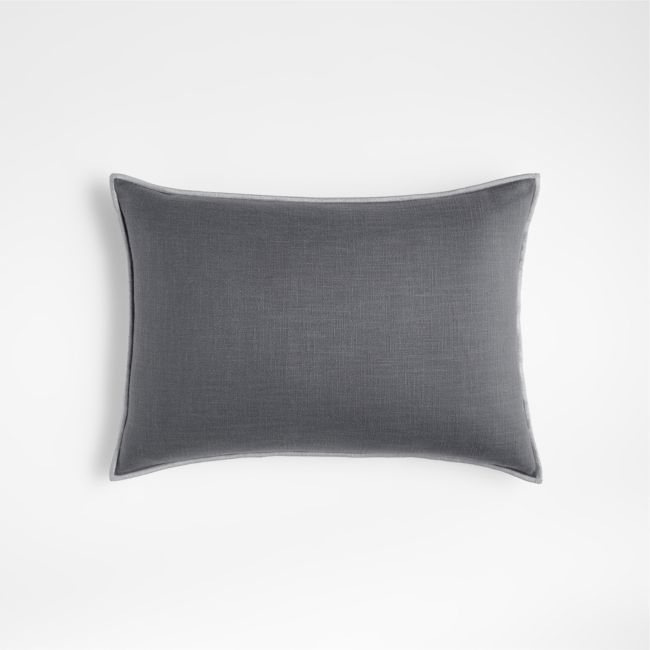 Grey 22"x15" Merrow Stitch Cotton Throw Pillow Cover - Image 0