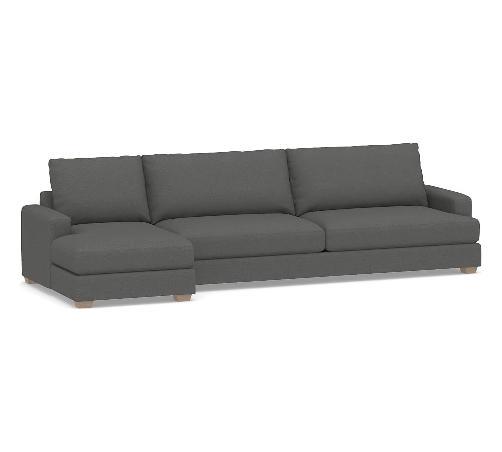 Canyon Square Arm Upholstered Right Arm Sofa with Chaise Sectional, Down Blend Wrapped Cushions, Park Weave Charcoal - Image 0