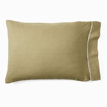 Euro Linen Pom Pom King Pillowcase, Cedar - Image 0