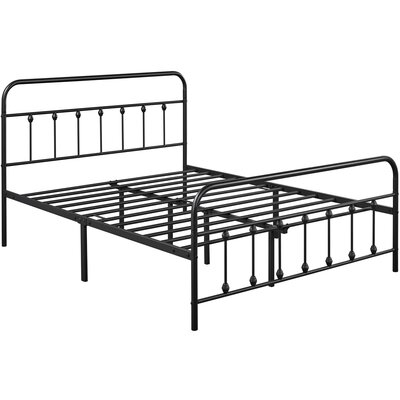 Classic Black Iron Bed Frame With High Headboard And Footboard - Image 0
