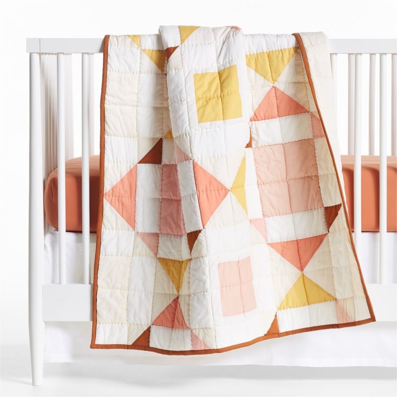 Heritage Pink Organic Cotton Baby Crib Quilt - Image 2