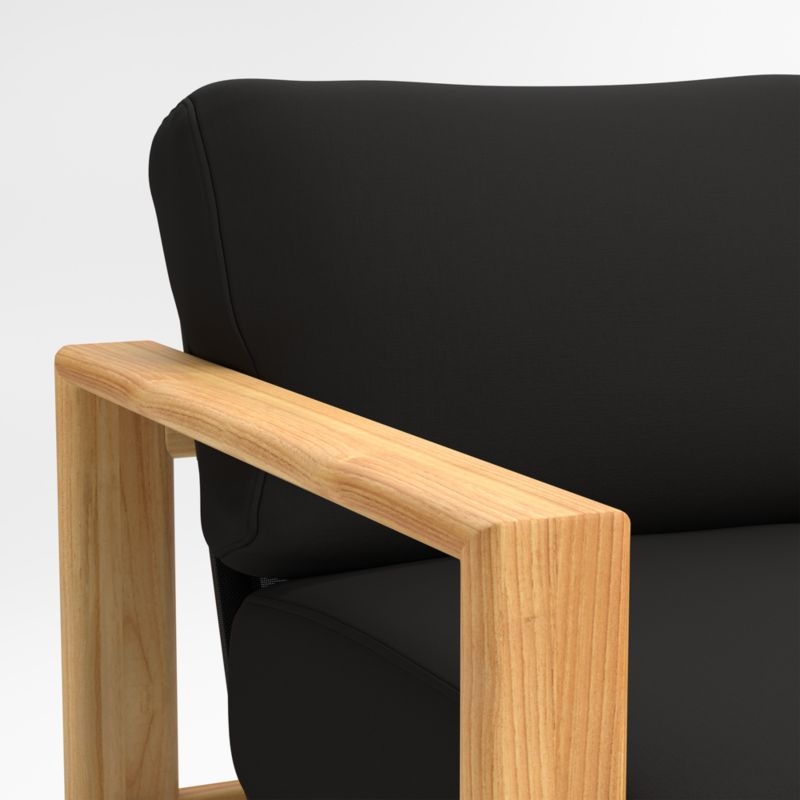 Anguilla Teak 2-Piece Left-Arm Chaise Outdoor Sectional Sofa with Black Cushions - Image 3