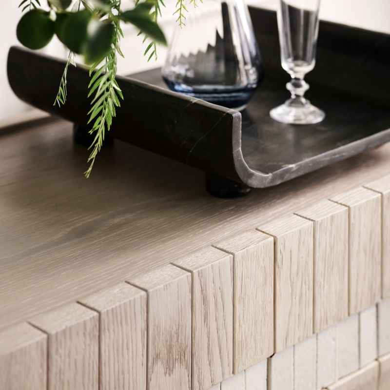 Beachcomber 80" Natural Oak Wood and White Tile Media Console by Brigette Romanek - Image 1