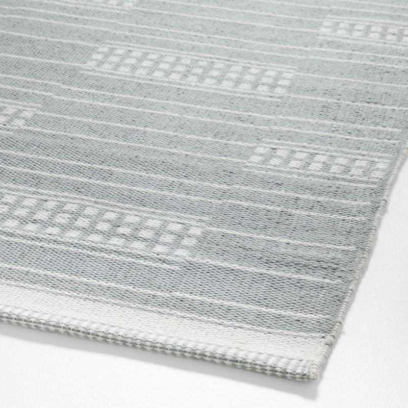 Graphic Stripe Mist Blue Handwoven Flatweave Kids Performance Area Rug 5'x8' - Image 1