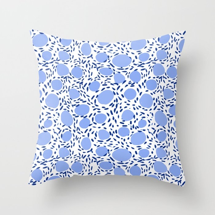 Pebbles Cute Pattern Gender Neutral Dorm College Abstract Design Minimal Modern Blue Nature Art Throw Pillow by Charlottewinter - Cover (24" x 24") With Pillow Insert - Indoor Pillow - Image 0