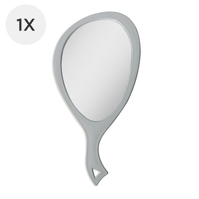 Large Teardrop Hand Held Mirror 1X, Gray - Image 0