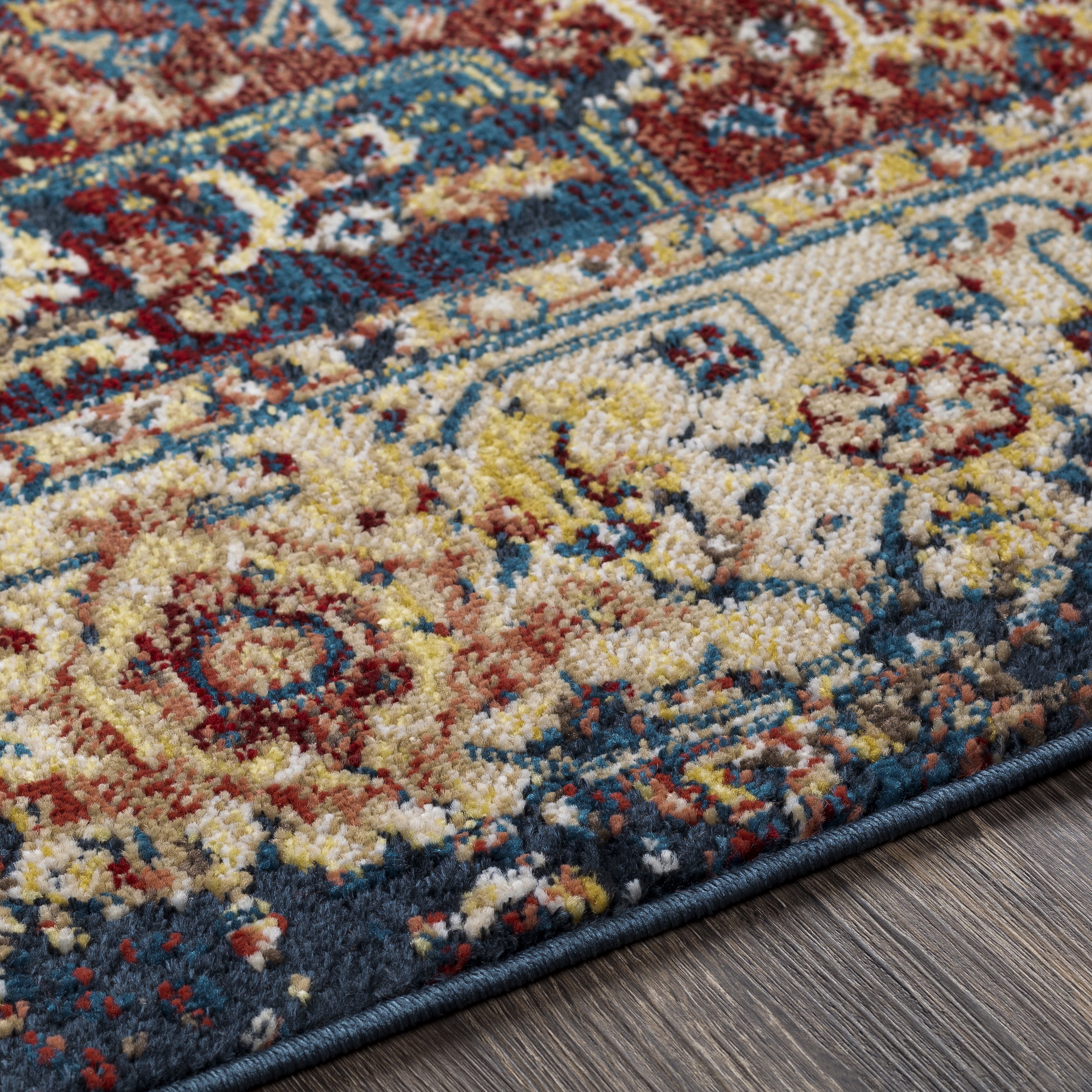 Crafty Blue Indoor 2'6" x 7'10" Machine Woven Rug - Image 3