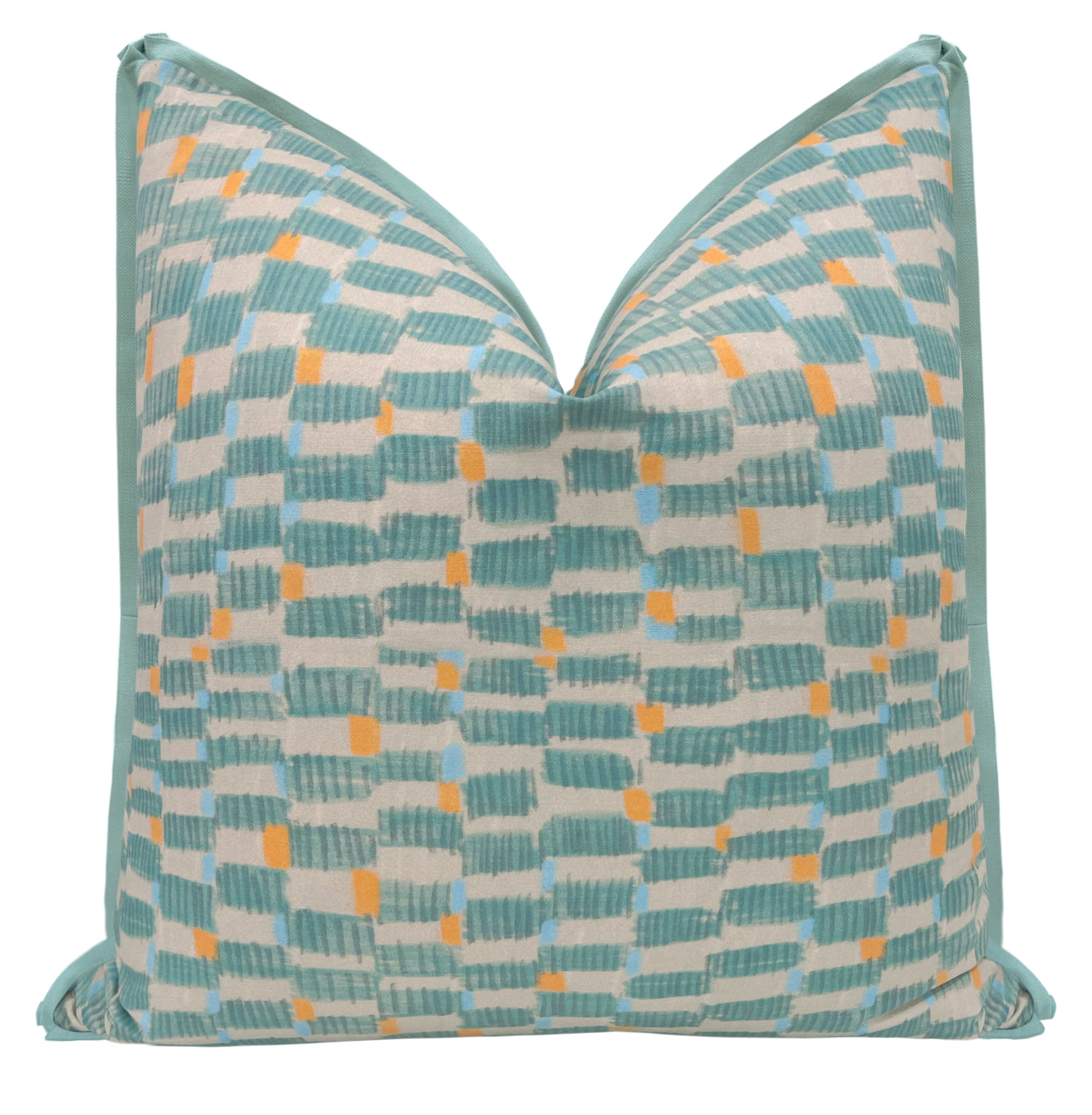 HASHBLOCKS // KHAKI BLUE | TEIL TEXTILES - 20" X 20" / BUTTERFLY FLANGE / Spa blue - Image 0