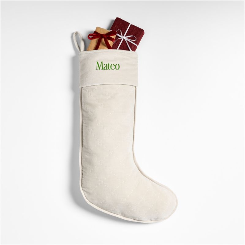 Ivory Quilted Velvet Christmas Stocking - Image 2