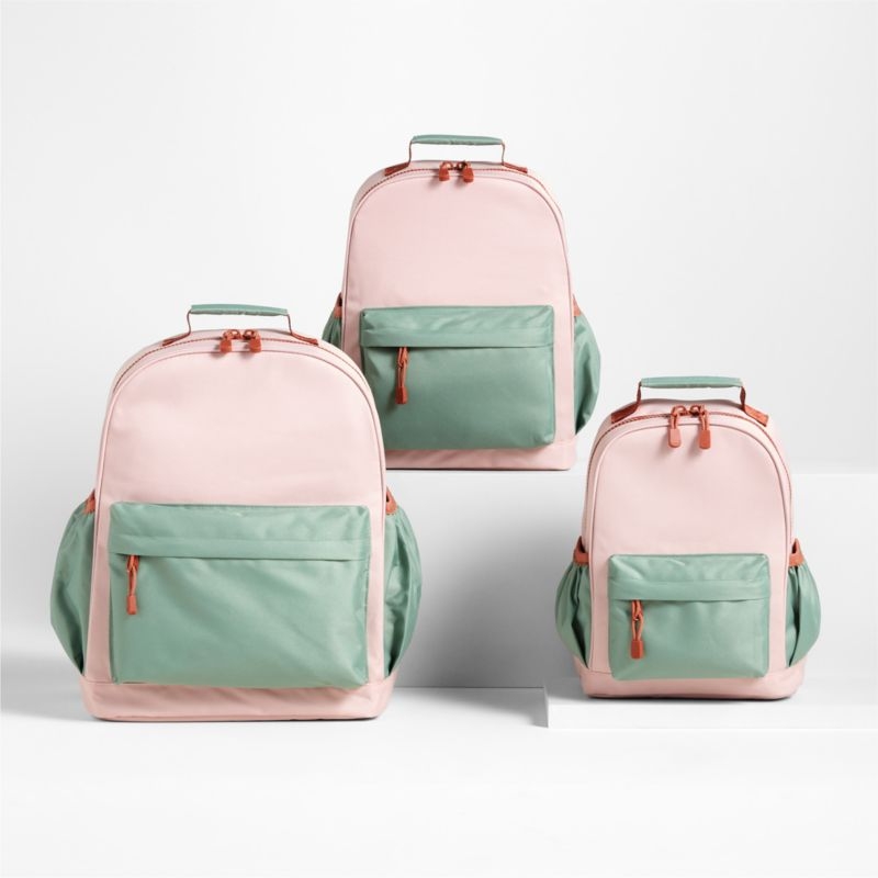 Dreamer Colorblock Pink and Mint Green Medium Kids Backpack with Side Pockets - Image 9