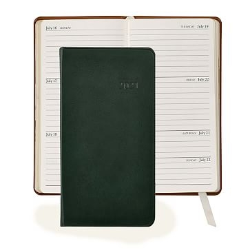 Pocket Journal 2021 Datebook, Calfskin, Black Traditional Leather, 6" - Image 2