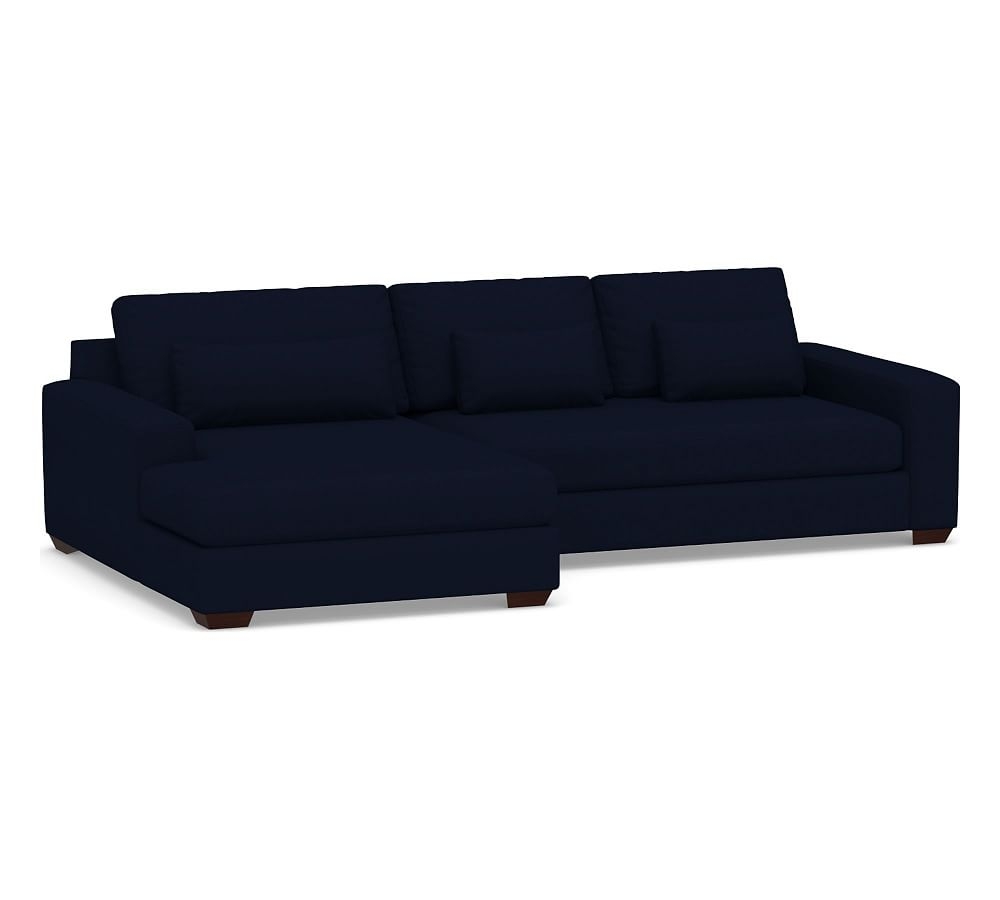 Big Sur Square Arm Upholstered Deep Seat Right Arm Loveseat with Double Chaise Sectional and Bench Cushion, Down Blend Wrapped Cushions, Performance Everydaylinen(TM) Navy - Image 0