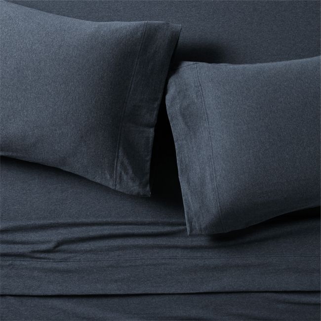 Cozysoft Organic Cotton Jersey Midnight Navy King Bed Sheet Set - Image 0