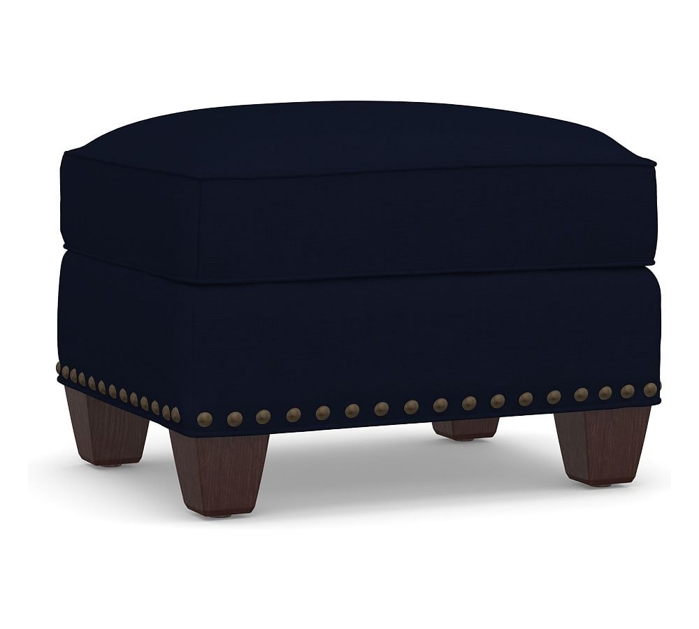 Irving Roll Arm Upholstered Storage Ottoman with Nailheads, Polyester Wrapped Cushions, Performance Everydaylinen(TM) Navy - Image 0