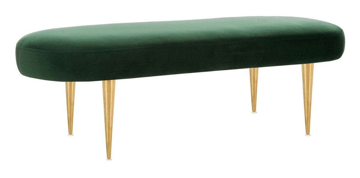 Corinne Velvet Oval Bench - Emerald - Safavieh - Image 3