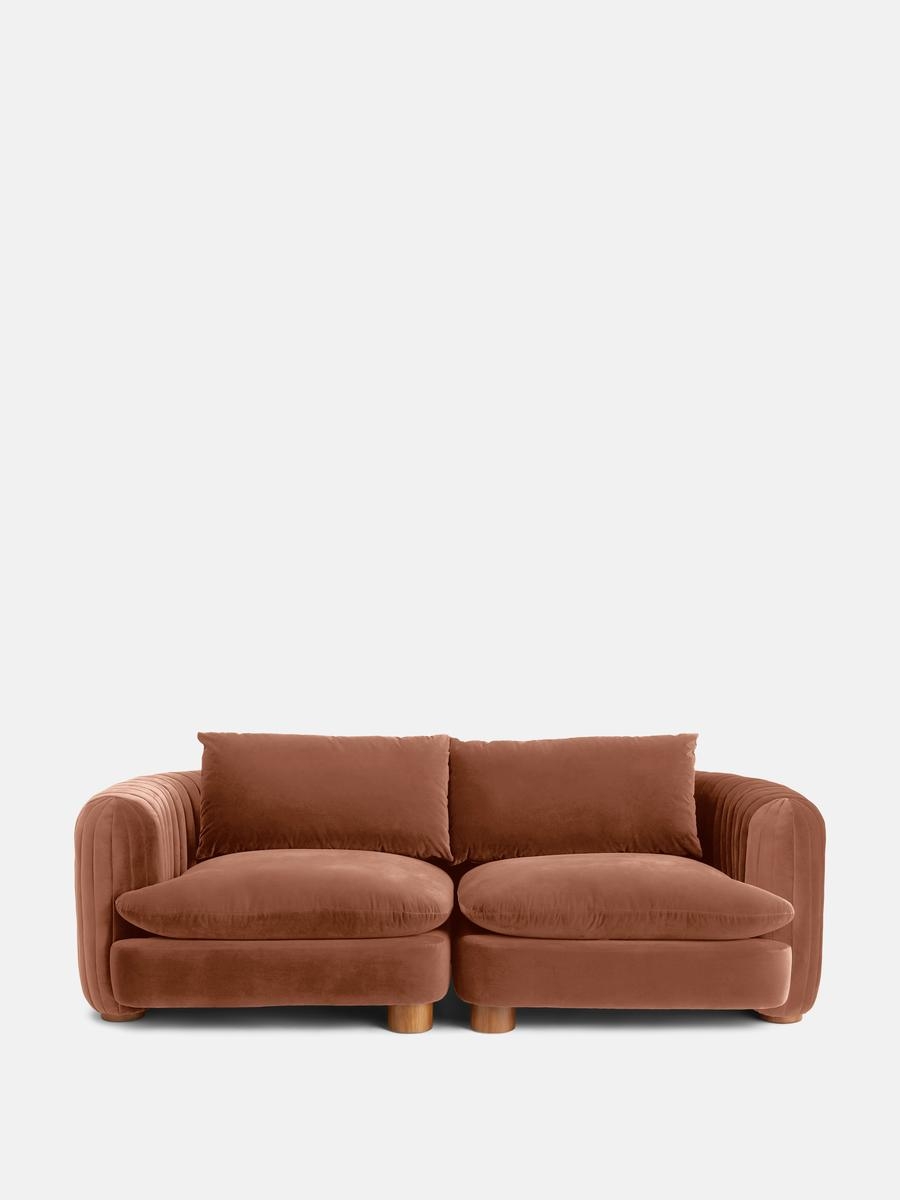 Vivienne Sectional Sofa, Three Seater, Velvet Antique Rose, US - Image 0