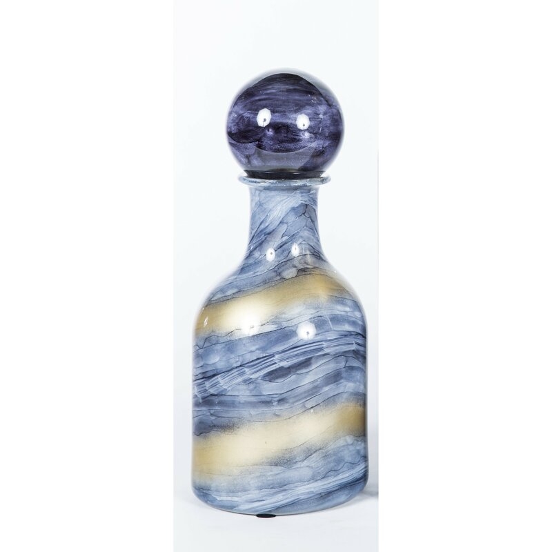 Prima Design Source Blue/Gold Glass Decorative Bottle - Image 0