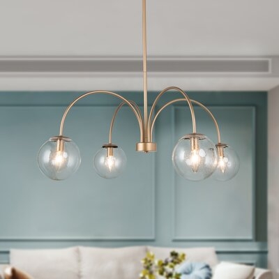 4-Light Gold Chandelier With Glass Shade - Image 0